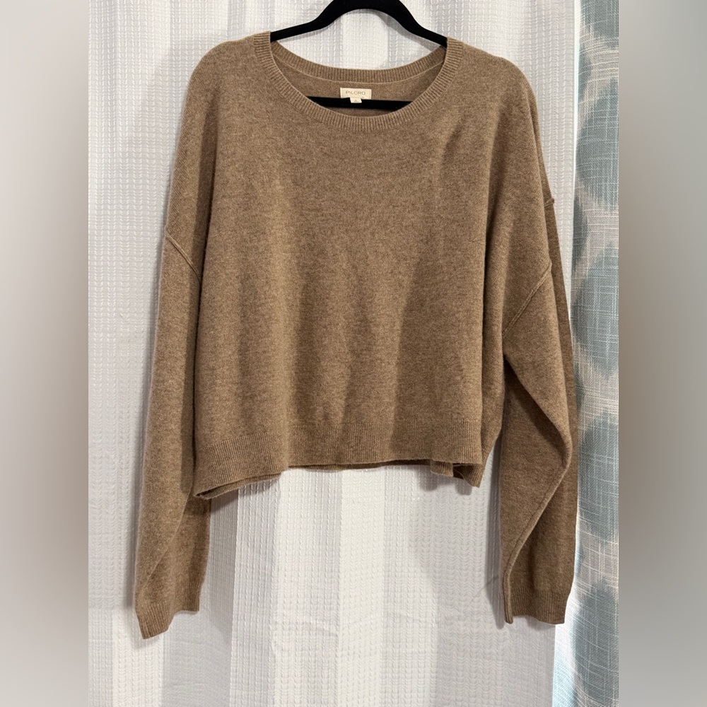 Anthropology Pilcro Woman’s Brown Cropped Crewneck 100% Cashmere Sweater.Size XL - Picture 2 of 5